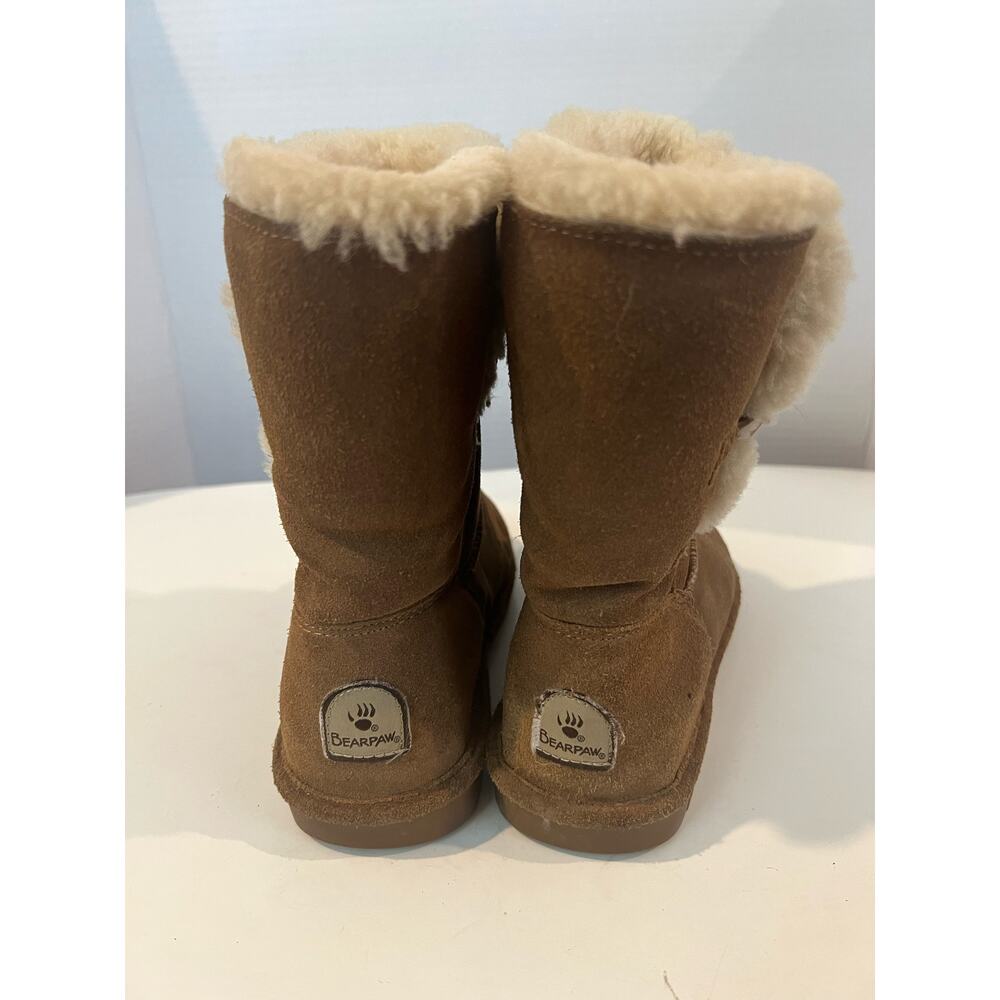 Bearpaw Womens Winter Boots Brown Mid Calf Button Flat Faux‎ Fur Lined 7 - Picture 5 of 9
